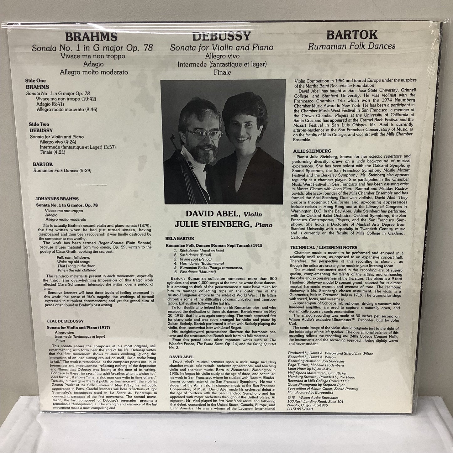 Julie Steinberg/David Abel - Sonatas for Violin and Piano - Wilson Audiophile LP