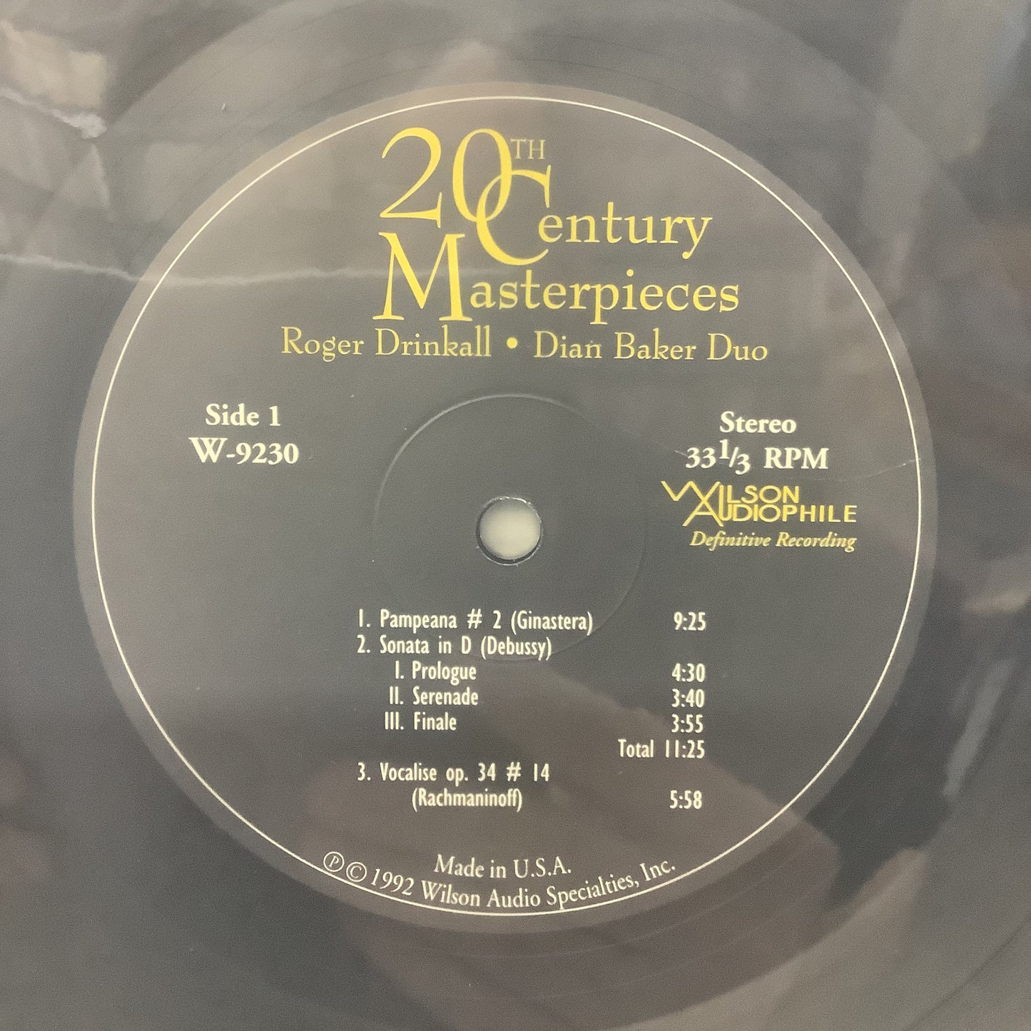 Roger Drinkall/Dian Baker - 20th Century Masterpieces for Piano & Cello - Wilson Audiophile :LP