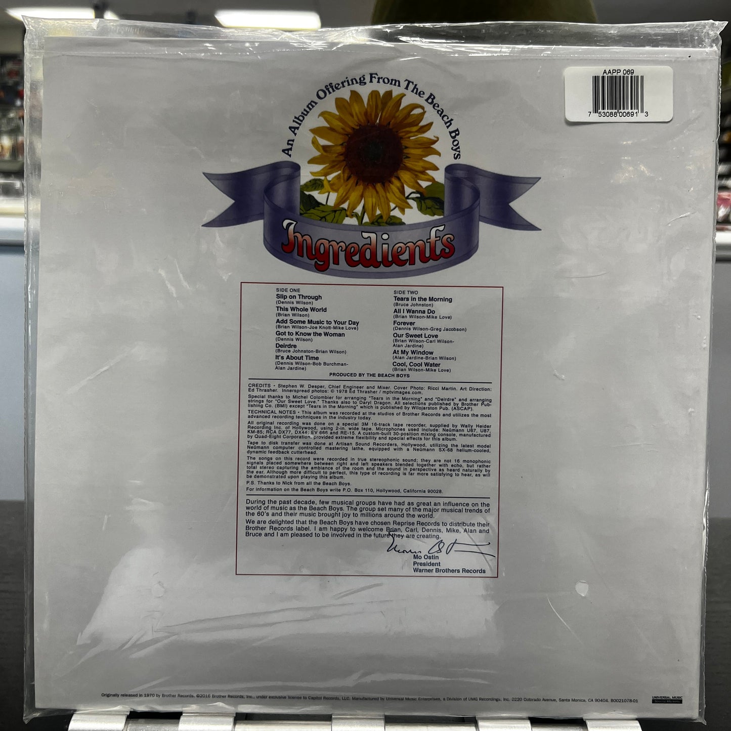 The Beach Boys - Sunflower - Analogue Productions LP