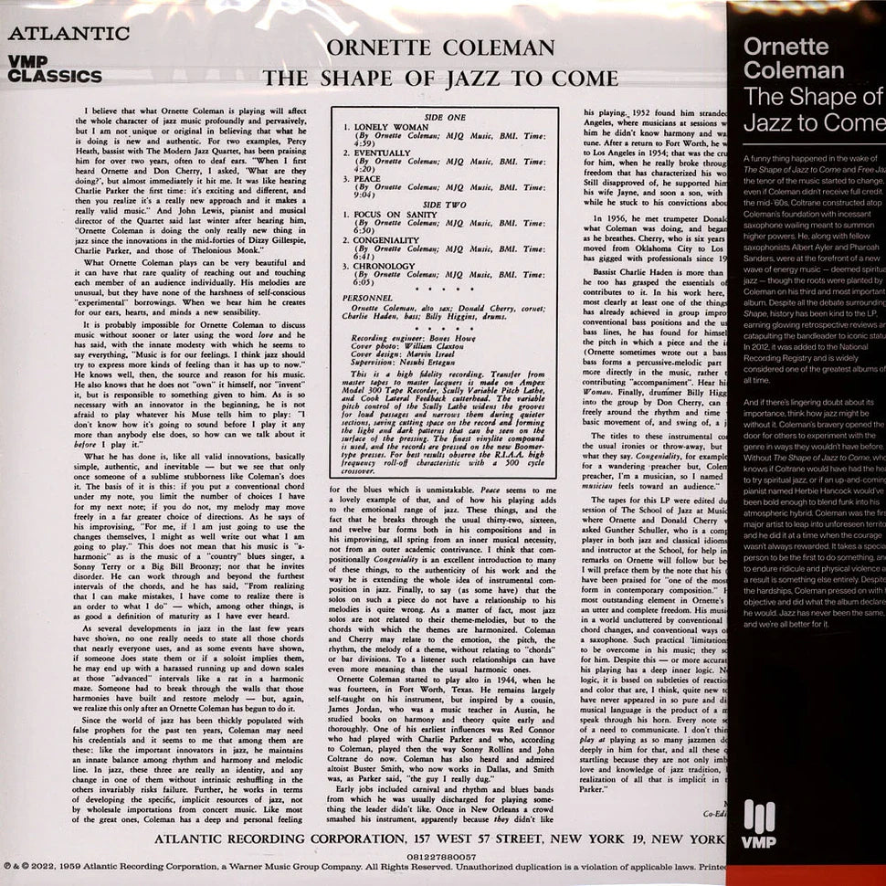 Ornette Coleman - The Shape Of Jazz To Come - Vinyl Me Please LP