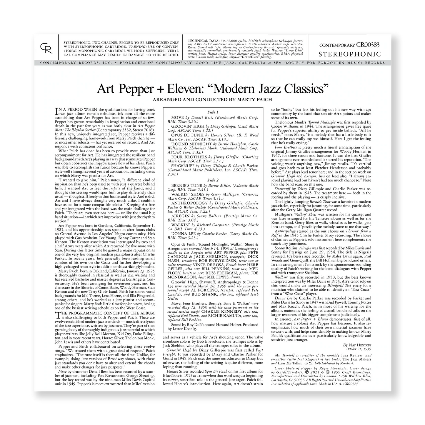 Art Pepper - +11 - Contemporary LP